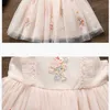 Girl's Dresses Summer Baby Girl Cute Dress Girl Fashion Flower Embroidery Dress Girl Pink Dress Prink Gauze Dress Kids Birthday Party Dress 230403