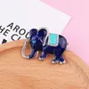 Brooches Pins LUBOV Blue White Enamel Elephant Rhinestone Inlaid Brooch Pin Trendy Women Suit Accessories