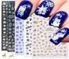 Decalcomanie per adesivi per unghie con cursore di Natale 3D Fiocchi di neve in oro bianco con ciondoli Fogli adesivi per manicure Bellezza Decor1068535
