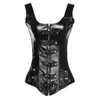 Bustiers Corsets Faux Leather Corset Top Top Ploudsmem Corsele Black Zipper застегнутый из бюста -тренера жилет с переоборудованием для женщин Steampunkb