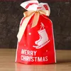 Kerstversiering 5 Stuks Kerstman Zakken Gift Bag Snoep Dragee Trekkoord Voor Thuis Noel Jaar 2023 Presenteert