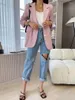 Damespakken Koreaanse mode blazer casual ontwerp chiffon patched dunne zomer dames blazers lange mouwen