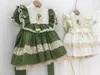 Robes fille 0-8Y bébé fille été vert Vintage dentelle robe de princesse pour décontracté anniversaire vacances Eid 230403
