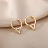 Brincos de argolas piercing de triângulo geométrico para mulheres aço inoxidável cor prata 2023 Trend Wedding Aesthetic Jewelry Gift