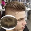 Натуральные фронтальные человеческие волосы мужчины Toupee прямо прочная тонкая моно базовая система волос -система капиллярный мужской парики замена