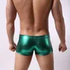 Underpants kwan.z pugile uomini imitazione in pelle biancheria da maschio cueca luccicante boxerhorts calzoncillos hombre