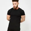 T-shirt da uomo Solid Casual Camicia di cotone da uomo Palestra Fitness Allenamento Skinny T-shirt manica corta Uomo Nero Sport Tee Top MX8008