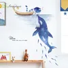 Stickers Muraux Dessin Animé Étoile Ciel Dauphin Chat Sticker Autocollant Chambre D'enfant Chambre Papier Auto-Adhésif Fond Décoration Murale Décoration De La Maison 230403