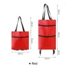 Storage Bags Portable Vegetable Caddy Little Praded House Folding Shopping Hand -Play Cars Light Bringing The Wheel Household Pouch Bag