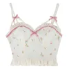 Camisoles Tanks Floral Kawaii Débardeur Femmes Été Blanc Dos Nu Sexy Plage Doux Mignon Halter Tops Dentelle Imprimer Fête Style Coréen Vêtements 230403