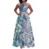 Повседневные платья праздничные женщины Слинг для вечеринки Полинезийская принт элегантная девочка длинная салата
