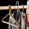 Hangers Racks 5pcs solid metal hanger for outerwear durable seamless matte gold/silver hanger Trousers sweater storage rack organizer 230403