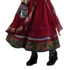 Spódnice jesień i zimowe etniczne hafty retro nieregularny tiul duży spódnica panie szczupły moda literacka kobieta
