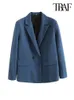 Costumes pour femmes Blazers TRAF femmes mode Double boutonnage coupe ample Blazer manteau Vintage à manches longues poches vêtements de dessus pour femmes Chic hauts 230403