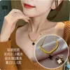 Van Clover Necklace Jinglei High -Square Four Leaf Grass Titanium Steel Necklace For Womens Light Liten Crowd Sweater Chain