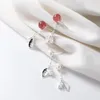 Baumelnde Ohrringe COLUSIWEI Hohe Qualität 925 Sterling Silber Erdbeere Kristall Perle Tropfen Für Frauen Blatt Ohrring Edlen Schmuck