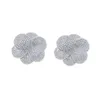 Stud Iced Out Bling CZ Flower Earring Silver Color Micro Pave 5a Big Flowers Charm Earrings Luxury Women Jewelry 231102