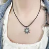 Pendant Necklaces Fashion Sun Flower Natural Stone Crystal Necklace For Women Round Ladies Jewelry Birthday Gift Quartz Reiki Energy