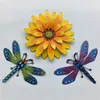 Figurines décoratives 1 pièce, libellule ou abeille en fer métallique, pendentif mural créatif pour jardinage, Accents de décoration suspendus pour la maison