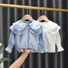 Chemises pour enfants Blouses pour bébés filles Chemises en coton pour enfants Printemps Automne Hauts à col de poupée 1 à 6 ans Vêtements de style coréen pour enfants Couleur unie 230403