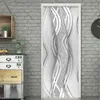 Andra dekorativa klistermärken PVC Door Sticker Modern 3D Abstract Silver Line Wallpaper Art White and Black Doors Poster Selfadhesive Mural Decor 230403