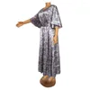 Vêtements ethniques Africain 2023 Dernières robes maxi femmes col rond manches chauve-souris robes ligne noire imprimée femme robe abaya dubaï national