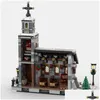 冬の村の教会ビルディングブロックキットキット市街の雪の家モダルアーキテクチャレンガモデルおもちゃの子供のためのクリスマスギフトd otcaz