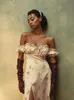 Casual Dresses Wannathis Summer Floral Off Shoulder Puff Sleeve Maxi For Woman Robe Sexig snörning upp SID SPLEC CHIC Mid Calf Eesthetic 230403