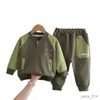 Conjuntos de ropa primavera otoño niños niño 2 piezas conjunto de ropa empalmado sudadera de algodón cintura deportes bebés niños trajes chico niño