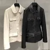 Manteau en cuir véritable pour femme, marque de mode, automne, décontracté, Slim, Streetwear, veste de mouton, noir et blanc, vêtements féminins, 2023