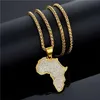 Afrika Kaart Hanger Ketting voor Vrouwen Mannen Goud Kleur Rvs Ethiopische Sieraden Hele Afrikaanse Kaarten Hiphop Item N1279 21315a