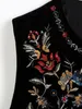 Female sleeveless embroidered flower velvet fabric O-neck national wind desinger vest cardigan coat SML