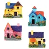 Garden Decorations Miniature House Bonsai Craft Resin Landscape DIY Villa Decor Good For Bedroom 4pcs