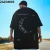 남자 T 셔츠 Zazomde 남자 달 인쇄 티 느슨한 대형 Tshirts 캐주얼 패션 탑 커플하라 주쿠 티 스트리트웨어 힙합 t 230403