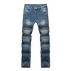 Dames jeans streetwear heren gescheurd biker homme herenmode motorfiets slim fit zwart wit blauw moto denim broek joggers mager heren 231102