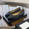 Dress Shoes Ballet Flats Ballerina Women shoes 100% real leather Lambskin Cap Toe Ballerina luxury designer Loafer size 35-42 Wedding Party Black with box Dust bag