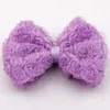 Decorative Flowers 20PCS Rosette Bow Triplex Row Chiffon Rose Classic Flower Bowknot Solid Hair Bows Born Accessory Without Clips