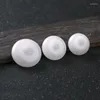 Beads Smooth Flat Gem Stone 23/26/30mm White Jad E Donut Round Pendant Fit Necklace Handmade DIY For Jewelry Components Making