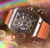 Top Fashion Big Dial Chronograph Quartz Men Watches 43mm Silicone Strap Male Running Second Men's Brand Tonneau Clock Cool Wristwatch Reloj Hombre