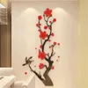 Vägg klistermärken kinesisk stil 3d tapet plommon blommor klistermärken hem dekoration vardagsrum matsal vägg dekoration akryl dekaler 230403
