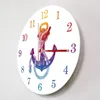 Wandklokken Vintage Anchor Sea Minimalistisch Quartz Mute Ocean Sailor Sailor Bord Home Decoratief afgeronde hangende horloge marine cadeau