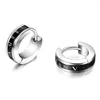Hoop oorbellen 1-2 paren roestvrijstalen klassieke zwarte strepen voor geliefden dames-mannenstudie piercing sieraden set