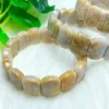 Bracciale rigido in corallo naturale con giada quadrata, perlina di cristallo, pietra curativa, moda, gioielli con pietre preziose, regalo 1 pz 14x19 mm