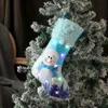 Decorations New Christmas with Lights Blue Old Man Snowman Light Up Goodie Bag Decorated Gift Stockings cosplay