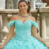 Sexy weg von der Schulter Applikationen Spitze Ballkleider Quinceanera Kleider Perlen Vestidos De 15 Anos Quinceaneras Geburtstag Prom Kleider