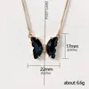 Chaînes Agrémentées Grand Cristal Noir Pierre Papillon Conception Pendentif Collier Pour Les Femmes Brillant De Mode Bijoux Partie