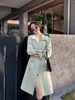 Women's Trench Coats Light Green Coat For Spring And Autumn 2023 Korean Version Loose Fitting Mid Length High-end British Style