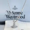Desginer Viviene Westwoods Western Empress Dowager Vivian Saturn Pin Necklace Diamond Plated Ins Creative Paper Clip Temperament Collarチェーン
