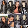 Människohår peruker Remy Baby Förplockad Body Wave Spets Front Peruk 13X4 Hd Transparent Frontal Förplockad Stängning Brazili Dhnca