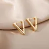 Brincos de argolas piercing de triângulo geométrico para mulheres aço inoxidável cor prata 2023 Trend Wedding Aesthetic Jewelry Gift